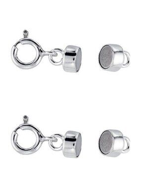 2 Pack 925 Sterling Silver Magnetic Necklace Clasp Converters w/ Spring Ring
